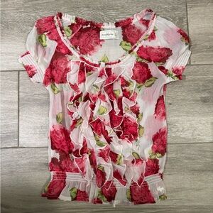 Abercrombie and Fitch Women’s Ruffle Floral Blouse